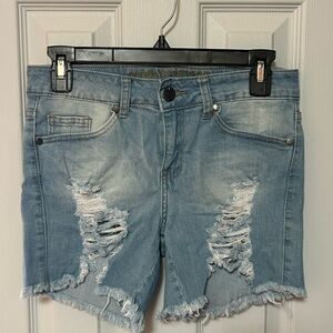 VIP Light Blue Distressed Jean Shorts